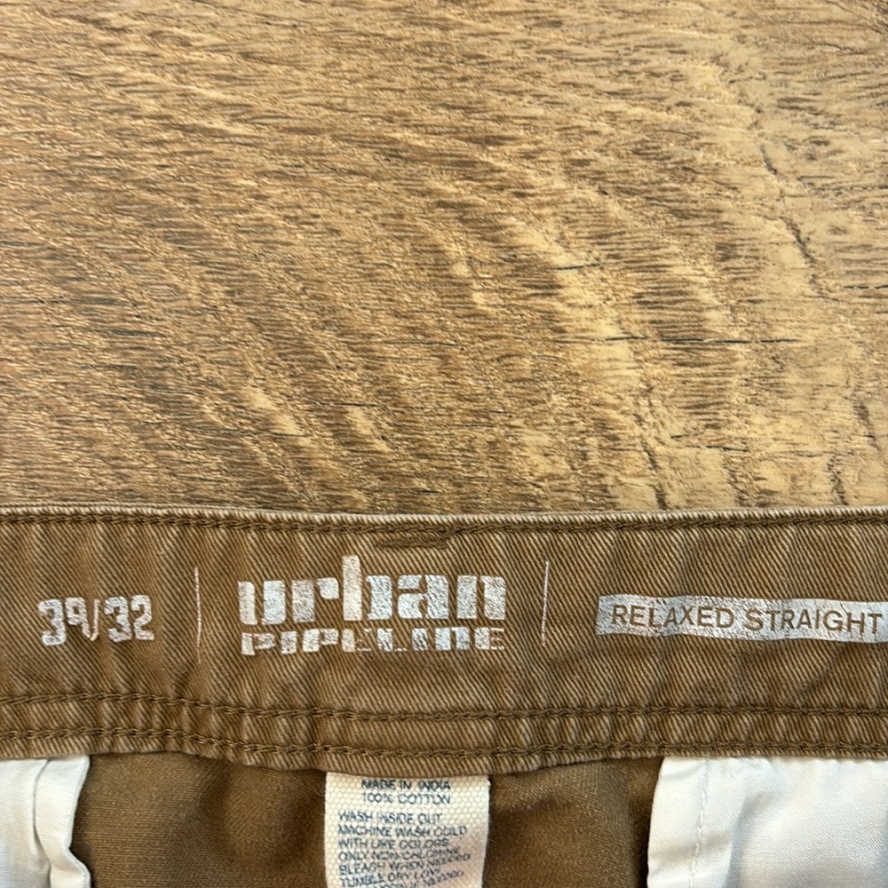 Urban Pipeline Relaxed Straight Dark Khaki Pants, Men’s size 39x32 - Picture 3 of 5